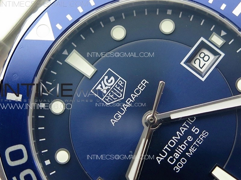 Aquaracer Calibre 5 41.5mm TARF 1:1 Best Edition Blue Dial Blue Bezel on SS Bracelet SW200